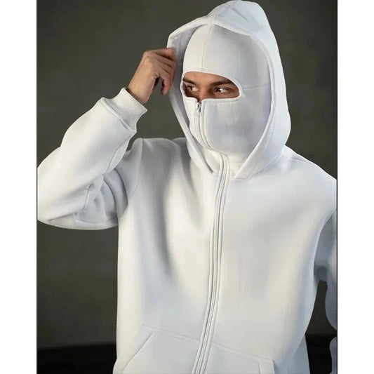 Men and women Y2K Gothic Harajuku winter new item double hooded sweatshirt men's hooded mask zipper sportswear