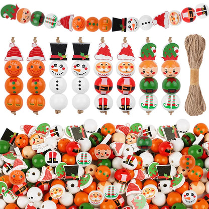 48/80Pcs DIY Weihnachten Holz Perlen Set Santa Schneemann Elf Girlande Weihnachten Baum Hängen Anhänger Neue Jahr Party hause Dekoration Geschenk