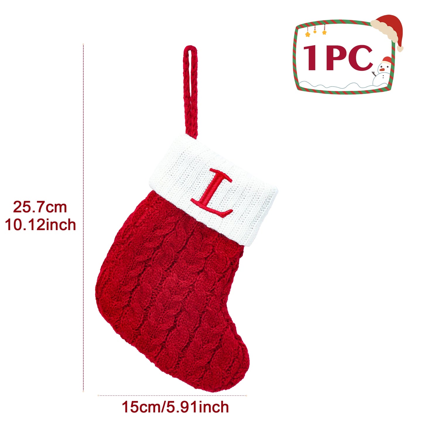 Weihnachtssocken Stricken mit Schneeflocken & Buchstaben – Weihnachtsstrumpf Ornament 2025 für Zuhause & Weihnachtsbaum – Geschenk Navidad Natal