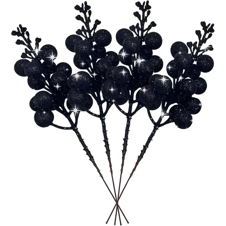 5/10 Stück rosa Glitzer künstliche Beeren Stielstrauß Kiefer Weihnachtsdekoration Picks für Weihnachtsbaumschmuck DIY Kranz Girlande