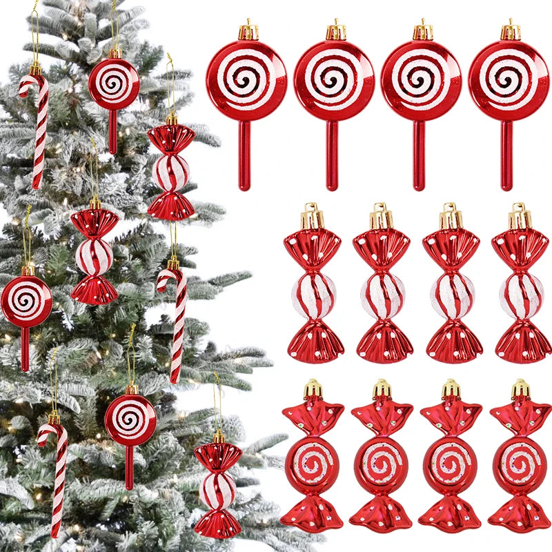 6 teile/schachtel Weihnachts baum Anhänger roten Stern Süßigkeiten Schneeflocke Weihnachts ball Ornament Neujahr 2025 Home Dekoration Noel Geschenk Navidad 2024