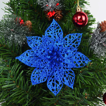 5/10 stücke Künstliche Weihnachten Baum Blume Glitter Dekoration Weihnachten Baum Ornamente Frohe Weihnachten Dekor Für Frohes Neues Jahr Navidad