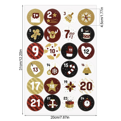 1/3/5 Blatt Weihnachten Adventskalender Aufkleber – Weihnachtscountdown Geschenkverpackung Etiketten, Frohe Weihnachten Party Dekoration, Neujahr