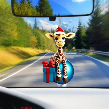 Weihnachtsanhänger mit Cartoon-Giraffen-Motiv – Heimdekoration zum Aufhängen – Weihnachtsbaum- und Auto-Schmuck – Festliche Versorgung