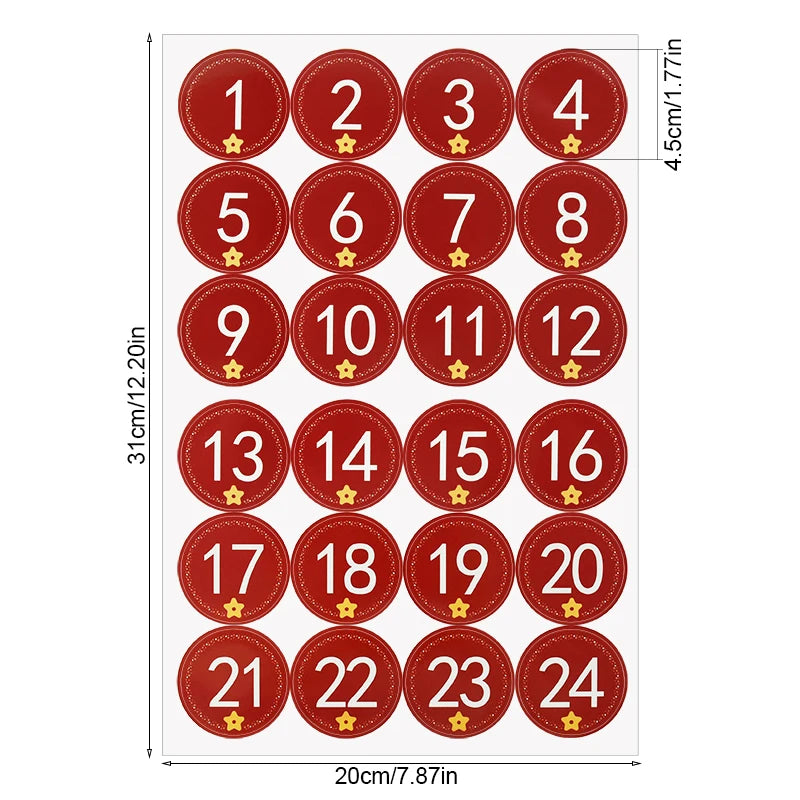 1/3/5 Blatt Weihnachten Adventskalender Aufkleber – Weihnachtscountdown Geschenkverpackung Etiketten, Frohe Weihnachten Party Dekoration, Neujahr