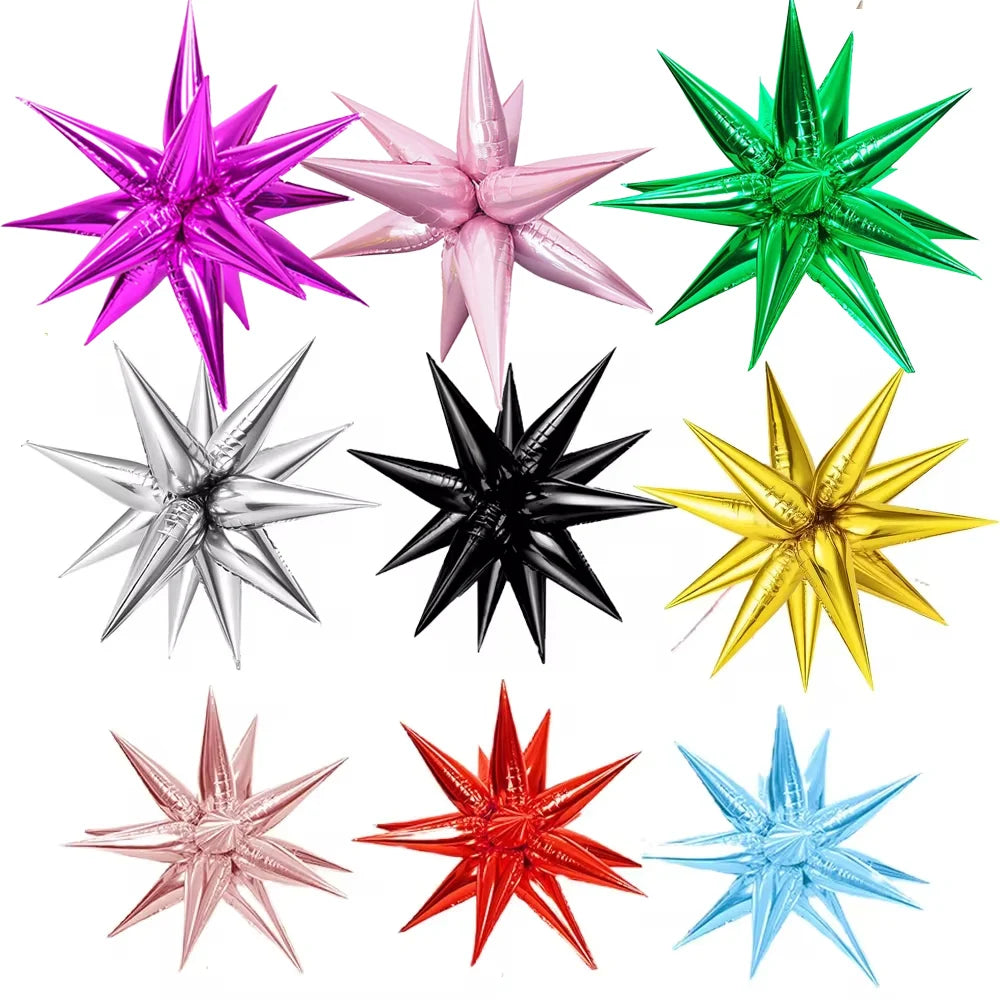 2/5/10 Stück Starburst Luftballons – Roségold, Silber, Gold – 22 Zoll Explosion Stern Folienballons für Geburtstag, Hochzeit & Partydekoration
