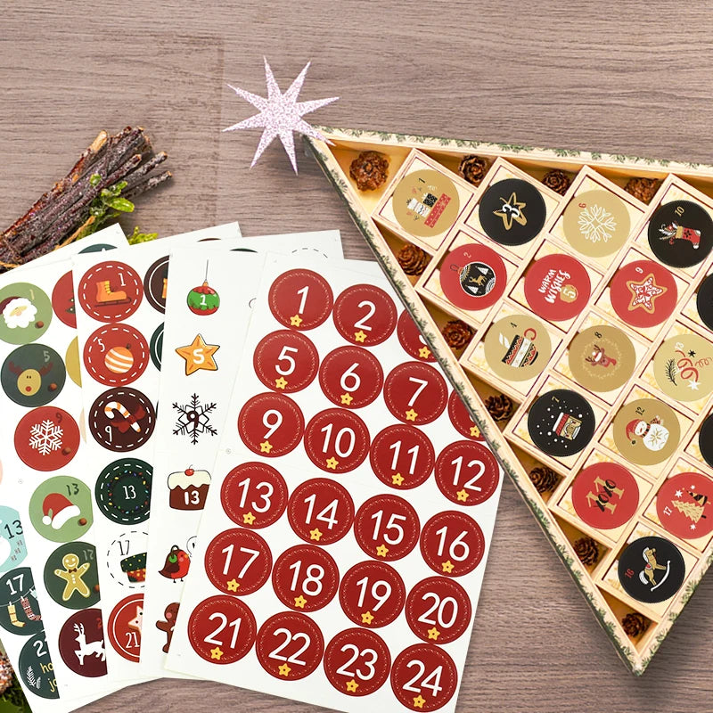 1/3/5 Blatt Weihnachten Adventskalender Aufkleber – Weihnachtscountdown Geschenkverpackung Etiketten, Frohe Weihnachten Party Dekoration, Neujahr