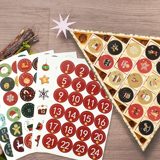 1/3/5 Blatt Weihnachten Adventskalender Aufkleber – Weihnachtscountdown Geschenkverpackung Etiketten, Frohe Weihnachten Party Dekoration, Neujahr