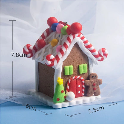 5 Stück Haus-Ornamente Set – Lebkuchenhaus Weihnachtsbaum Ornament mit Aufhängeband – Festliche Urlaub Weihnachtsdekoration