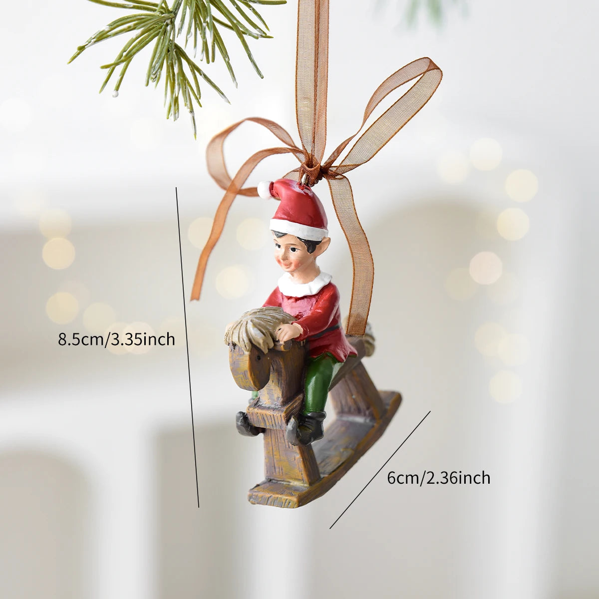 1 weihnachtlicher Schaukelpferdekranz aus Kunstharz, dekorativer Anhänger für Fensterdekorationen für den Innenbereich, festliche Party-Ornamente