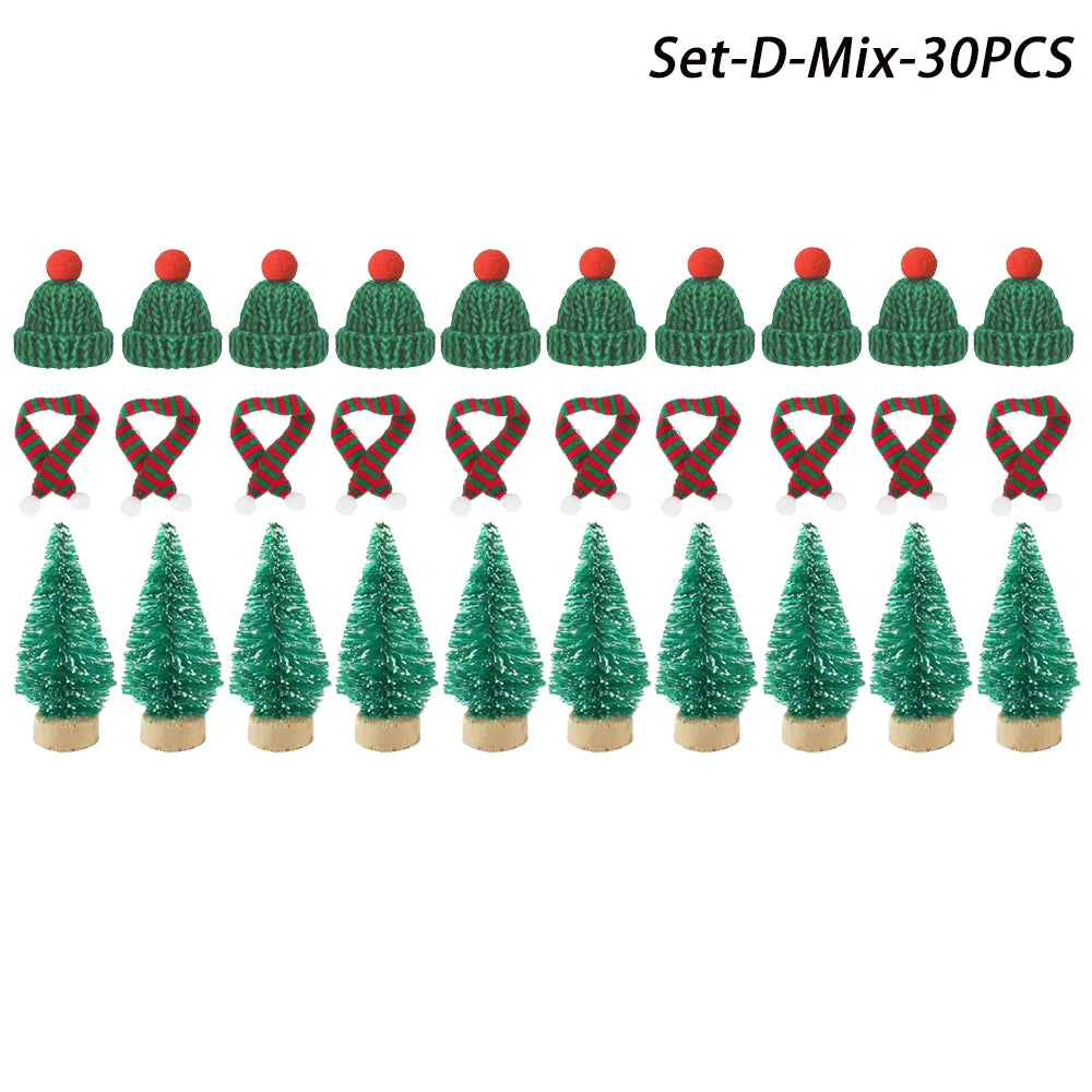 Mini-Weihnachtsmütze & Mini-Schal – Rot/Grün – Festliche Deko zum Aufhängen, für DIY, Lutscherflaschen, Fingerhüte & Weihnachtsfeiern