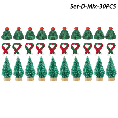 Mini-Weihnachtsmütze & Mini-Schal – Rot/Grün – Festliche Deko zum Aufhängen, für DIY, Lutscherflaschen, Fingerhüte & Weihnachtsfeiern