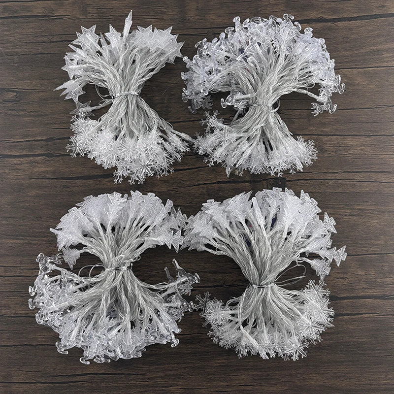 1–10 m LED-Weihnachtsbeleuchtung – Schneeflocken & Stern Lichterkette, warmweiß, Girlande für Weihnachtsbaum, Garten & DIY-Dekoration