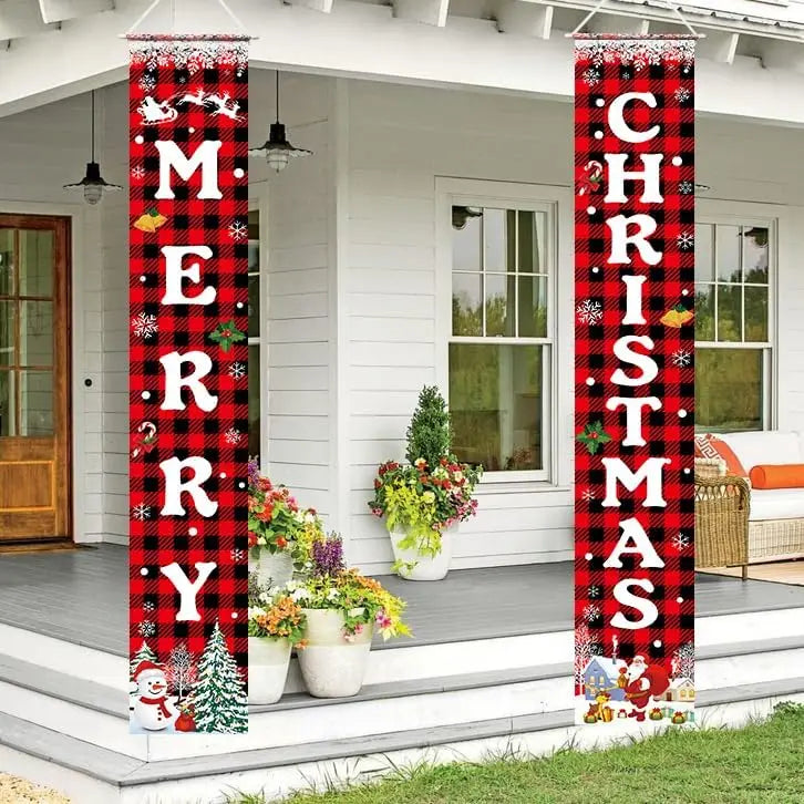 Weihnachtsdekorations-Banner, Weihnachts-Veranda-Türschild, Willkommensbanner für Wand, Zuhause, Party, Dekoration, Weihnachtsdekoration für drinnen und draußen