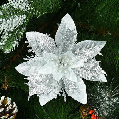 5/10 stücke Künstliche Weihnachten Baum Blume Glitter Dekoration Weihnachten Baum Ornamente Frohe Weihnachten Dekor Für Frohes Neues Jahr Navidad