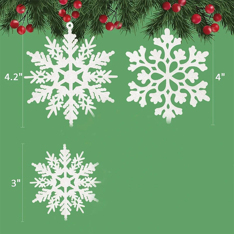 12 Stücke Papier Schneeflocken Weihnachtsbaum Dekorationen Anhänger Ornamente Glitter Weiße Schneeflocken Innen Winter Zuhause Neujahr Dekor