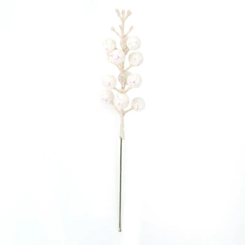 5/10 Stück rosa Glitzer künstliche Beeren Stielstrauß Kiefer Weihnachtsdekoration Picks für Weihnachtsbaumschmuck DIY Kranz Girlande