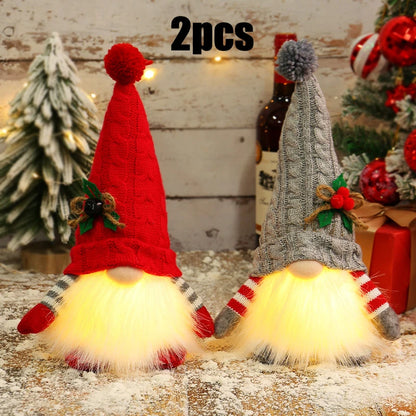 30 cm Leuchtendes gestricktes Zwergenpuppenpaar mit LED-Nachtlicht – Weihnachtsdekoration, Weihnachtsbaum Deko Zuhause, Neujahr Geschenk