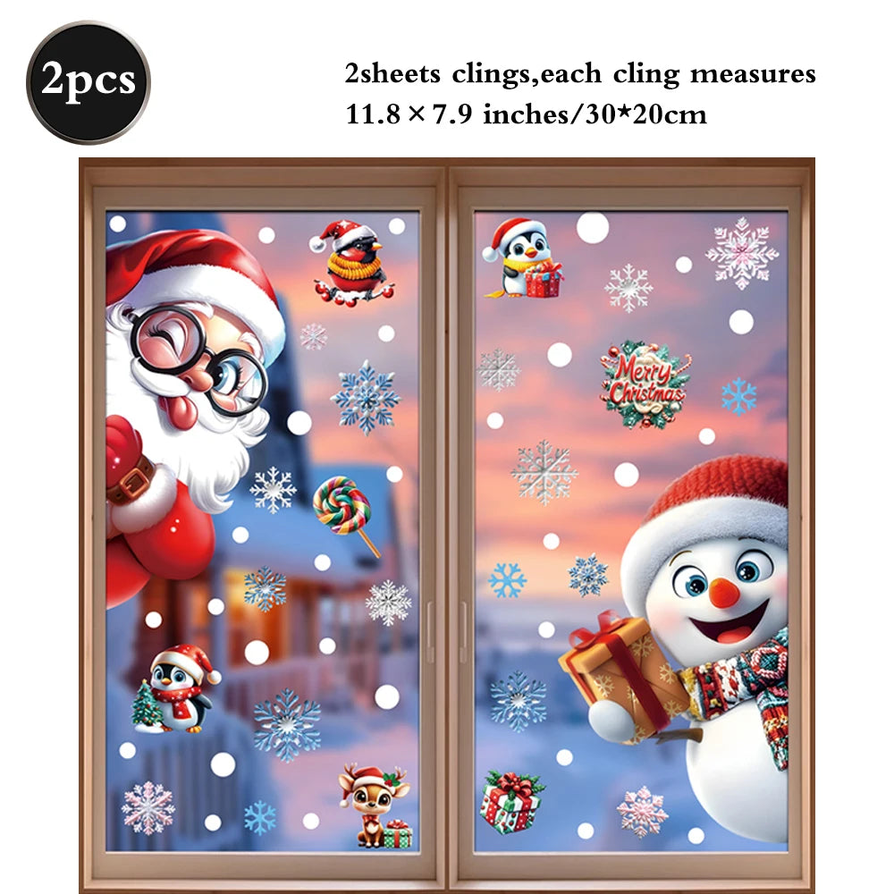 Weihnachten Fenster Statische Klampft Schneemann Santa Claus Schneeflocke Rentier Nette Weihnachten Dekoration Aufkleber Aufkleber Hause Ornamente Liefert