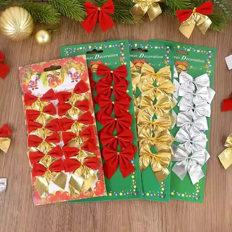240/12 Stück Mini Weihnachtsbogen Ornamente in Rot und Gold – Weihnachtsbaum Anhänger, DIY Handwerk, Weihnachts- und Neujahrsdeko, Geschenke für Zuhause und Party