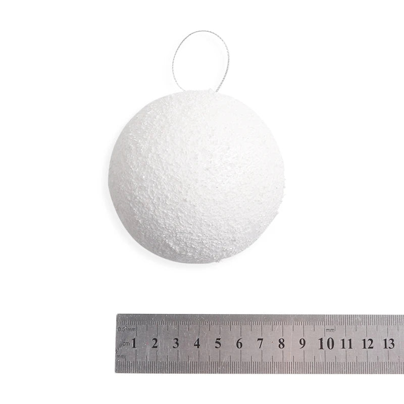 4/6/8CM 6 Stücke Weiße Schaum Weihnachtskugel Weihnachtsbaum Hängen Anhänger Ornament Weihnachten Dekor für Zuhause 2026 Neujahr Navidad Dekor