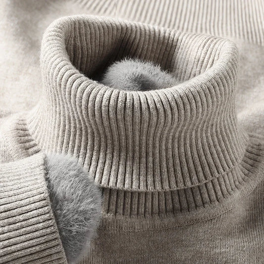 Sweatwear Mens Anti-pilling High Quality Knitted Turtleneck Sweater Slim Fit Long Sleeve Pullover Solid Color Trend Men Clothing