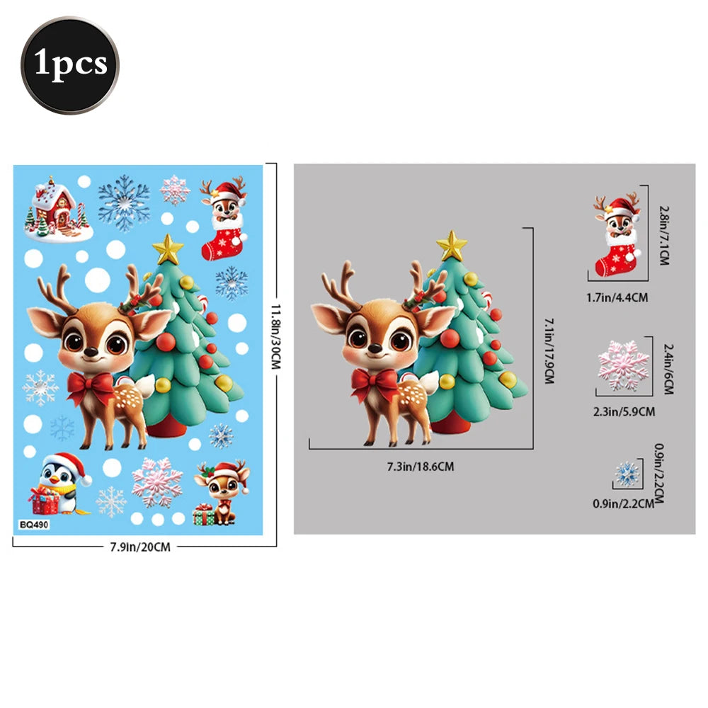Weihnachten Fenster Statische Klampft Schneemann Santa Claus Schneeflocke Rentier Nette Weihnachten Dekoration Aufkleber Aufkleber Hause Ornamente Liefert