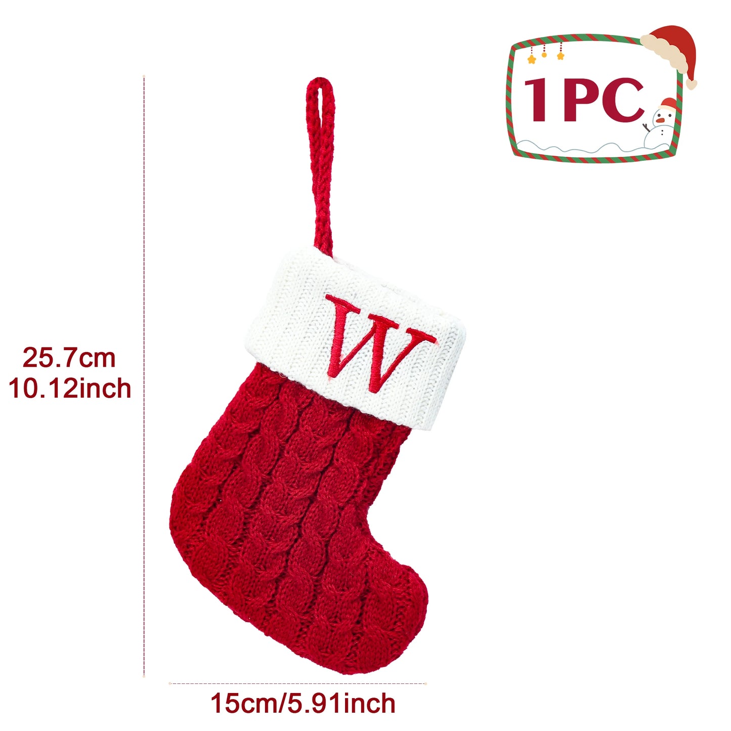 Weihnachtssocken Stricken mit Schneeflocken & Buchstaben – Weihnachtsstrumpf Ornament 2025 für Zuhause & Weihnachtsbaum – Geschenk Navidad Natal