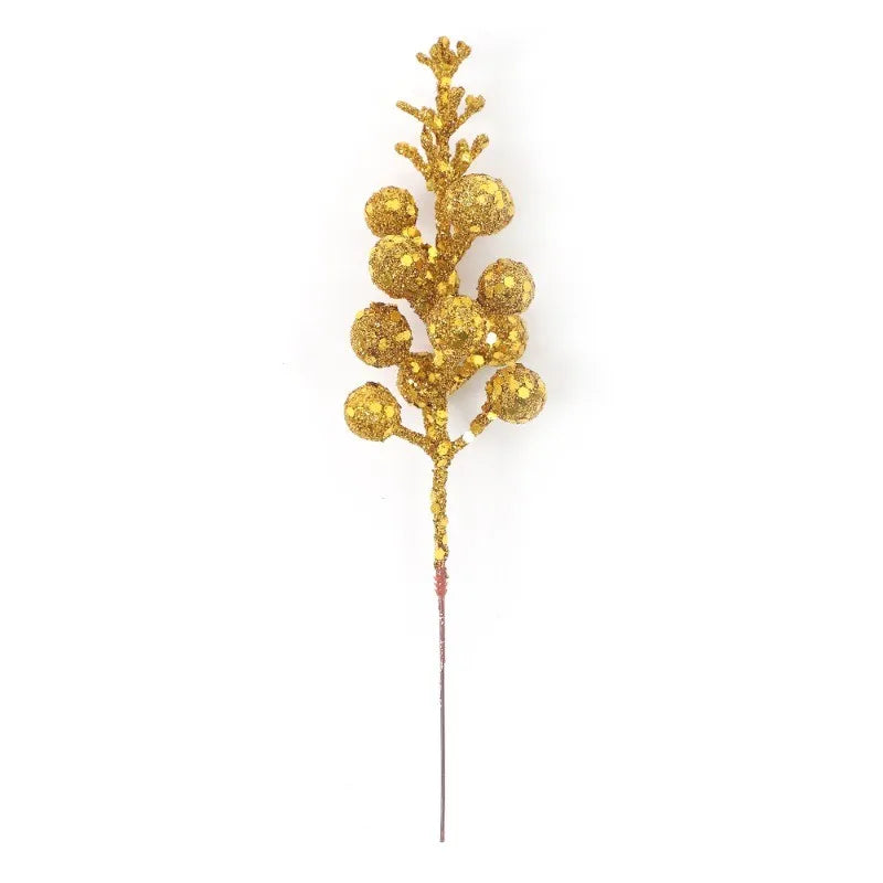 5/10 Stück rosa Glitzer künstliche Beeren Stielstrauß Kiefer Weihnachtsdekoration Picks für Weihnachtsbaumschmuck DIY Kranz Girlande