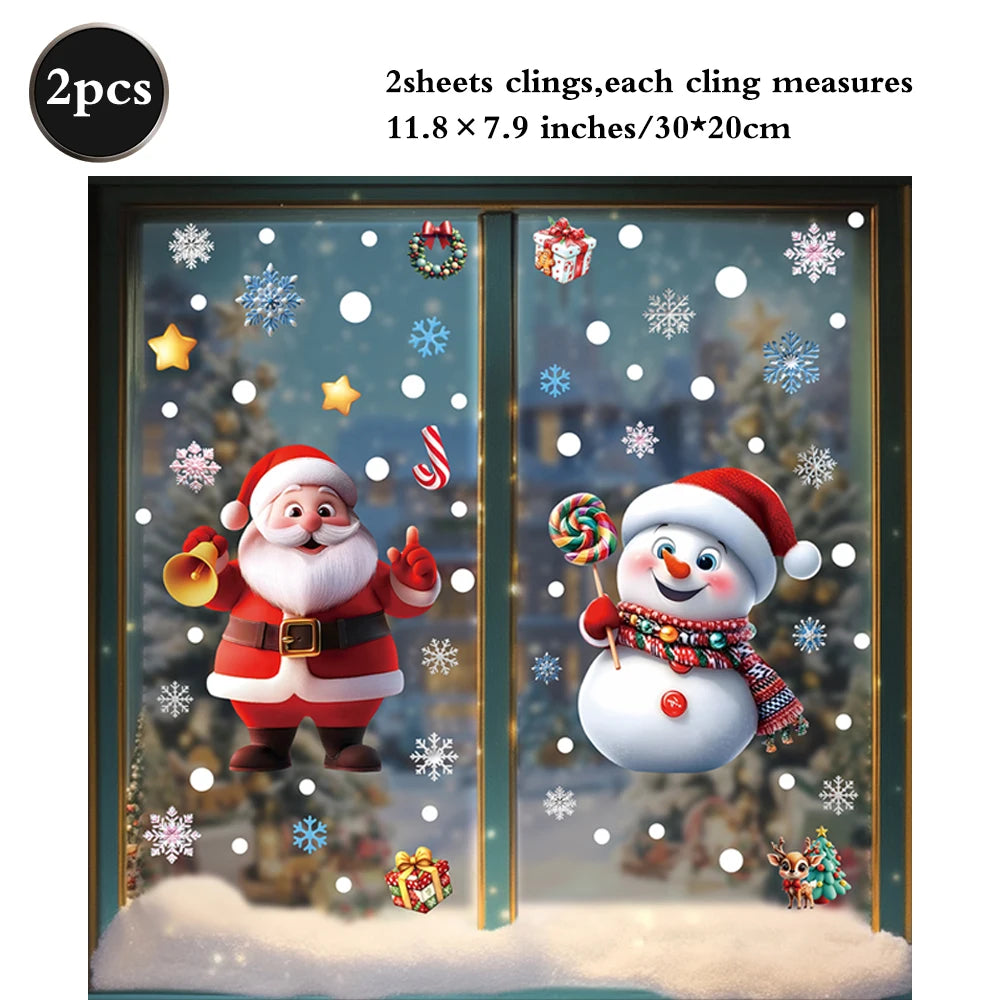 Weihnachten Fenster Statische Klampft Schneemann Santa Claus Schneeflocke Rentier Nette Weihnachten Dekoration Aufkleber Aufkleber Hause Ornamente Liefert