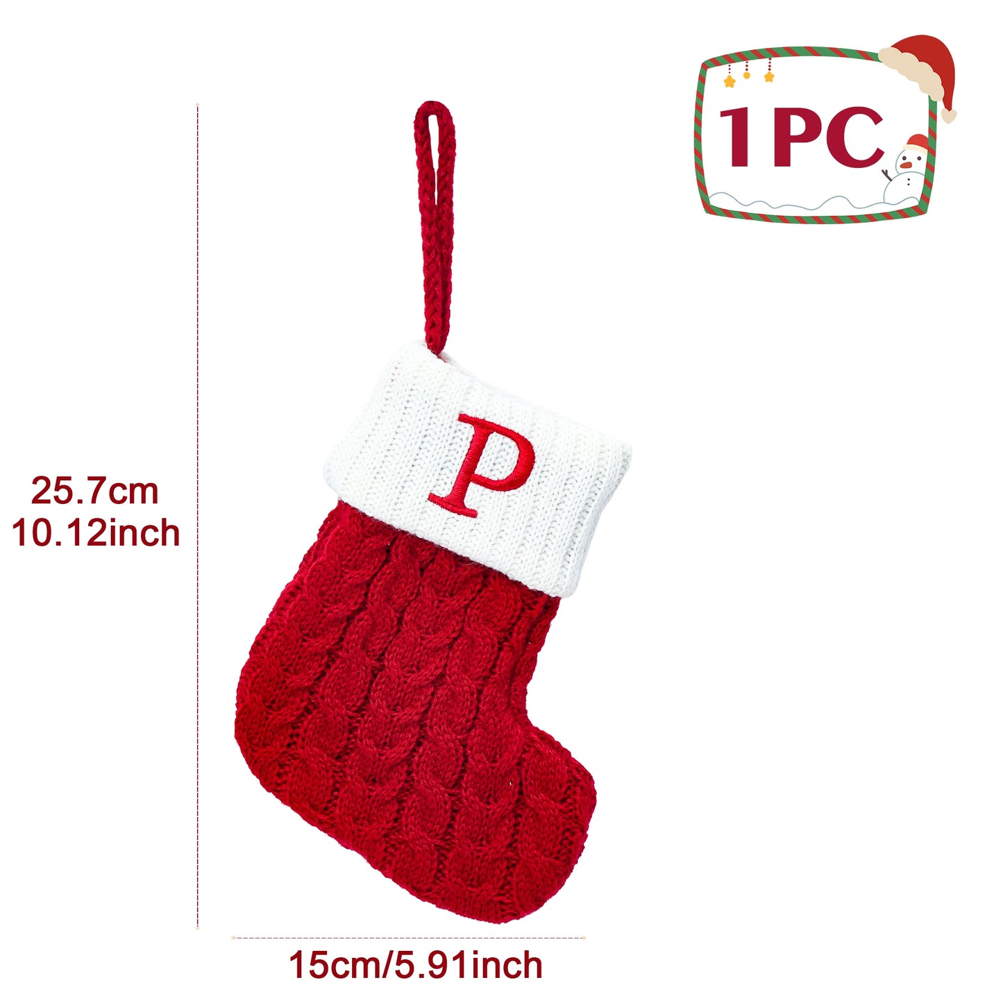 Weihnachtssocken Stricken mit Schneeflocken & Buchstaben – Weihnachtsstrumpf Ornament 2025 für Zuhause & Weihnachtsbaum – Geschenk Navidad Natal