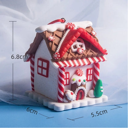 5 Stück Haus-Ornamente Set – Lebkuchenhaus Weihnachtsbaum Ornament mit Aufhängeband – Festliche Urlaub Weihnachtsdekoration