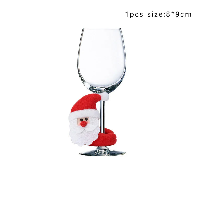 Weihnachten Wein Glas Dekorationen Santa Claus Schneemann Elch Wein Tasse Ring Neue Jahr Weihnachten Party Hause Tisch Dekoration Weihnachten Geschenke