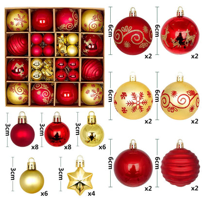 44Pcs 3/6CM Weihnachten Ball – Weihnachtsbaum Dekoration Ornamente für Wohnkultur, Halloween, Neujahr, Navidad Anhänger & Ball Zubehör