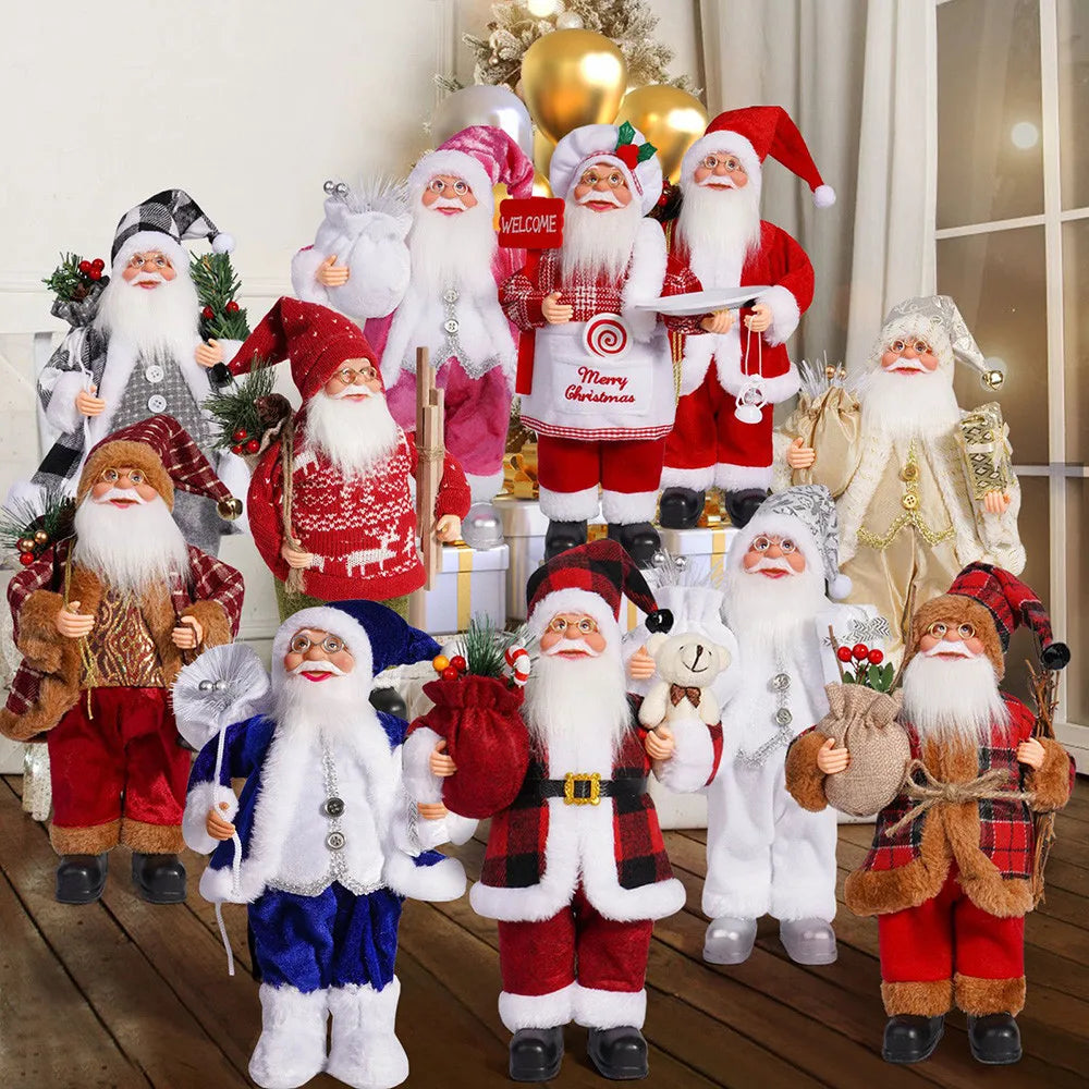32 cm Weihnachtsmann Figur – Stehende Santa-Puppe für Weihnachten, Festtagsdeko & Party-Ornamente (12 Zoll)