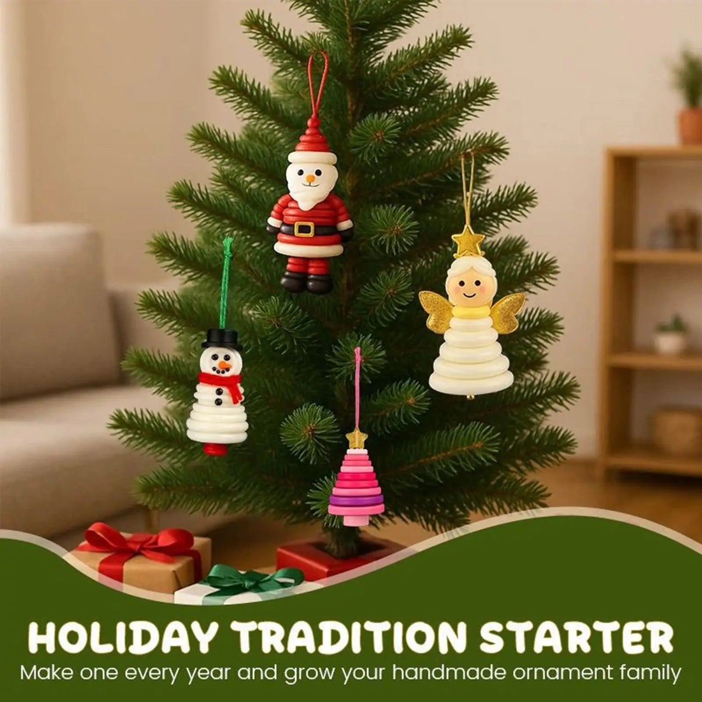 DIY Knopf-Weihnachtsbaum-Ornament-Set – handgemachte Schneemann-Bastelsets für festliche Weihnachtsbaumdekoration und Partydeko