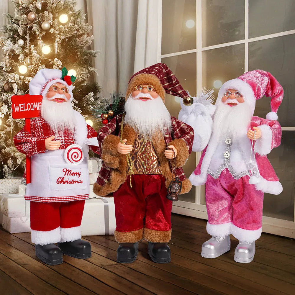 32 cm Weihnachtsmann Figur – Stehende Santa-Puppe für Weihnachten, Festtagsdeko & Party-Ornamente (12 Zoll)