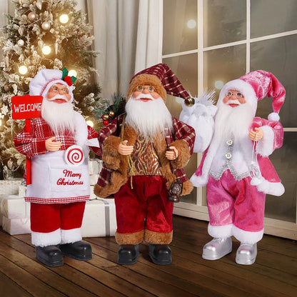 32 cm Weihnachtsmann Figur – Stehende Santa-Puppe für Weihnachten, Festtagsdeko & Party-Ornamente (12 Zoll)
