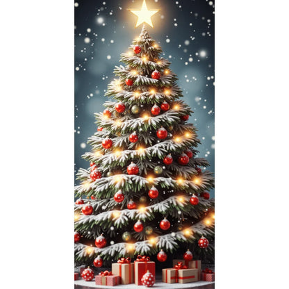 Große Weihnachtsbaum-Muster-Türabdeckung, 185 x 90 cm, Banner, vielseitig einsetzbar, zum Aufhängen, für Zuhause, Outdoor, Dekorationen für Eingänge, Zimmer, Küche