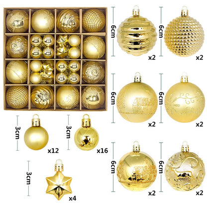 44Pcs 3/6CM Weihnachten Ball – Weihnachtsbaum Dekoration Ornamente für Wohnkultur, Halloween, Neujahr, Navidad Anhänger & Ball Zubehör