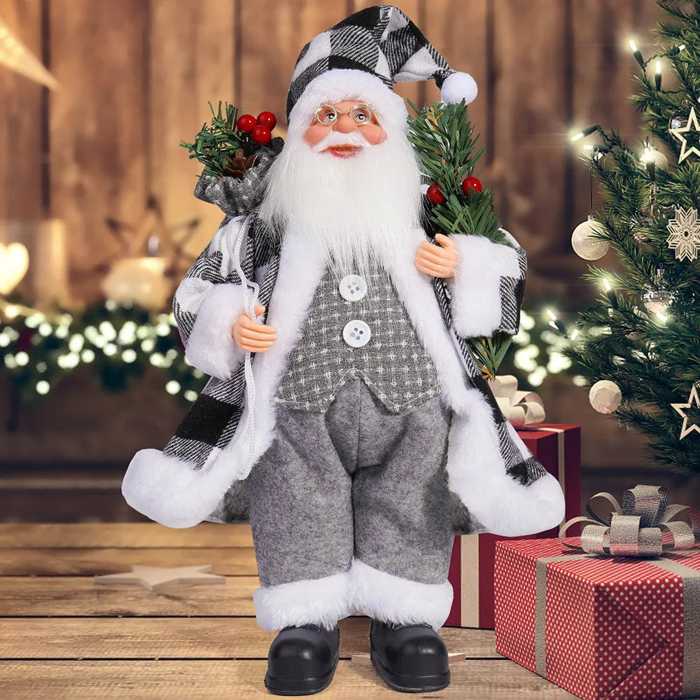 32 cm Weihnachtsmann Figur – Stehende Santa-Puppe für Weihnachten, Festtagsdeko & Party-Ornamente (12 Zoll)