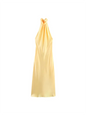 KONDALA Sexy Chic Yellow Women Dress Solid Halter Sleeveless Backless Lace-up Long Vestidos New Fashion 2025 Evening Club Dress