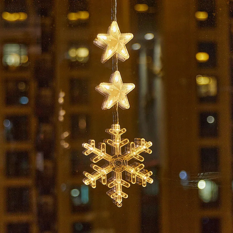 Weihnachten LED Saugnapf Lichter – Santa Claus, Schneeflocke & Elch Fenster Dekoration für Weihnachten & Neujahr Navidad