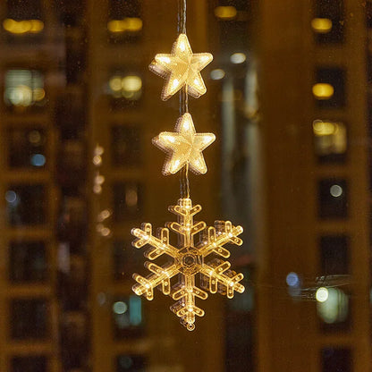 Weihnachten LED Saugnapf Lichter – Santa Claus, Schneeflocke & Elch Fenster Dekoration für Weihnachten & Neujahr Navidad