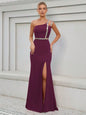 Mgiacy Sequin ribbon slit backless elegant evening gown Ball dress Party dress Bridesmaid dress