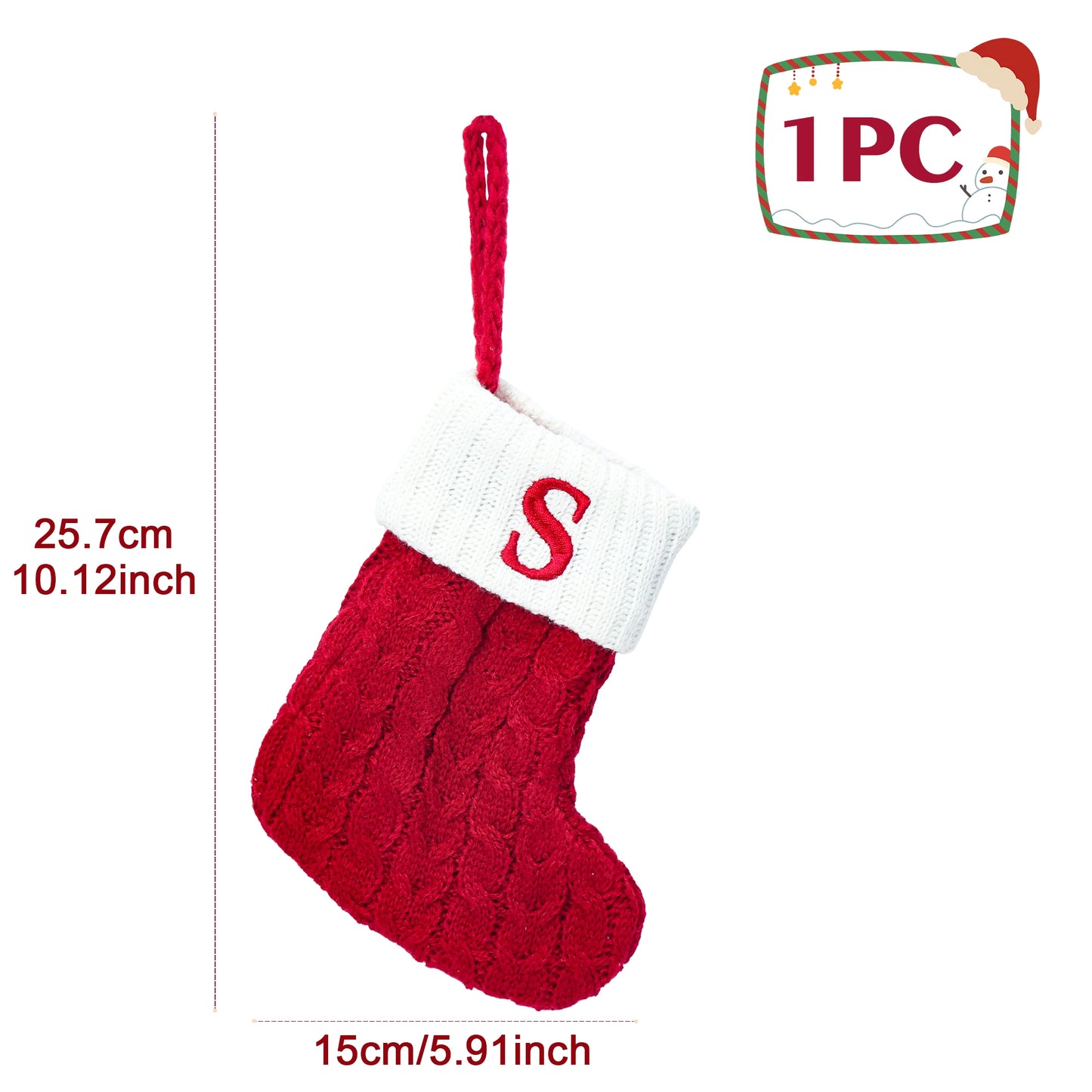 Weihnachtssocken Stricken mit Schneeflocken & Buchstaben – Weihnachtsstrumpf Ornament 2025 für Zuhause & Weihnachtsbaum – Geschenk Navidad Natal