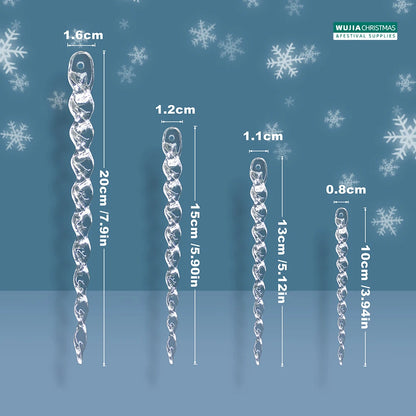 Klarer künstlicher Eiszapfen – 10/12 Stück in 10/13/15/20 cm – Realistische Weihnachts-Eiszapfen für Weihnachtsbaum, Winterparty & Heimdekoration