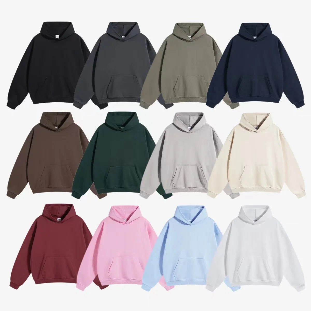Autumn Trendy Brand High Street Heavy Loose Solid Color High Quality Hoodie Sweater Men's and Women's Hip Hop Jacket Versatile
