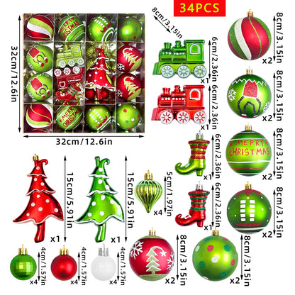 Grün bemalte Weihnachtskugeldekorationen, grünes Monster, Weihnachtsbaumschmuck, grün bemalte Weihnachtskugel-Set, Weihnachtsdekoration für Zuhause