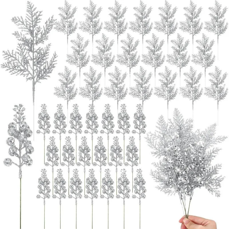 10 Stücke Glitter Weihnachtsdekoration Künstliche Berrys Weihnachtsbaum Hängen Hause Blumensträuße Dekor DIY Kranz Geschenk Zubehör